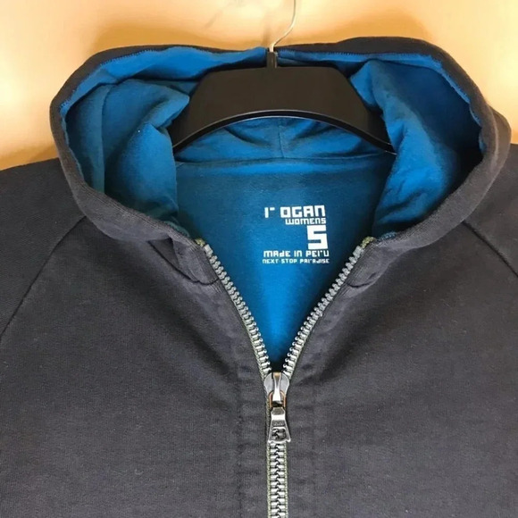 Rogan NYC Full Zip Long Sleeve Hoodie Sweatshirt black blue women’s size Small - Picture 5 of 12